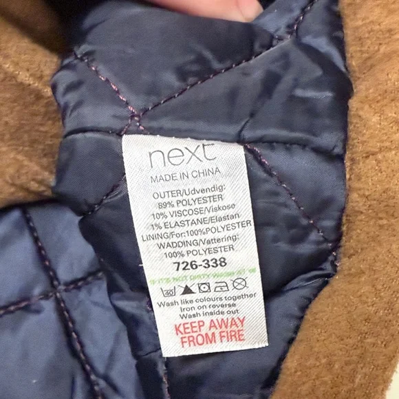 Next Brown Kids Pea Coat with Toggle Closures Size 5/6 - Picture 7 of 9